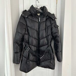 Michael Kors Black Puffer Jacket W/Fur Hood